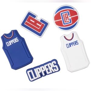 CROCS NBA Clippers Jibbitz Charms Set Red, Blue, White 5‎ pack basketball